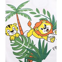 Babyhug 100% Cotton Single Jersey Knit Half Sleeves Printed T-Shirt & Shorts Set With Lion & Tree Print - White