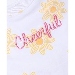 Babyhug 100% Cotton Knit Heavy Gauge Full Sleeves Sweatshirt with Floral & Text Print - White
