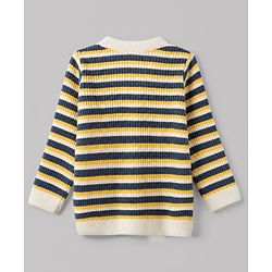 Babyhug Knit Cardigan and Pant with Full Sleeves and Striped Print in Navy Blue for 3-6 Months