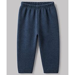 Babyhug Knit Cardigan and Pant with Full Sleeves and Striped Print in Navy Blue for 3-6 Months