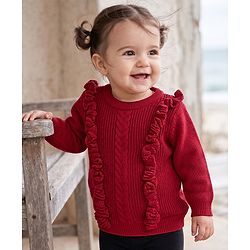 Babyhug Knit Full Sleeves Pullover with Cable Knit Design - Maroon