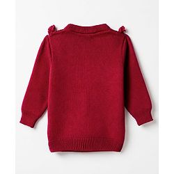 Babyhug Knit Full Sleeves Pullover with Cable Knit Design - Maroon