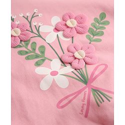 Babyhug 100% Cotton Heavy Gauge Fleece Knit Warm Sweatshirt with Full Sleeves & Floral Applique - Pink