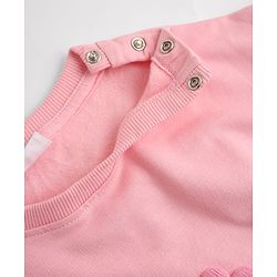 Babyhug 100% Cotton Heavy Gauge Fleece Knit Warm Sweatshirt with Full Sleeves & Floral Applique - Pink