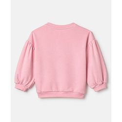 Babyhug 100% Cotton Heavy Gauge Fleece Knit Warm Sweatshirt with Full Sleeves & Floral Applique - Pink