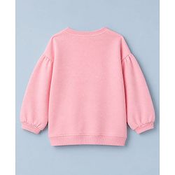 Babyhug 100% Cotton Heavy Gauge Fleece Knit Warm Sweatshirt with Full Sleeves & Floral Applique - Pink