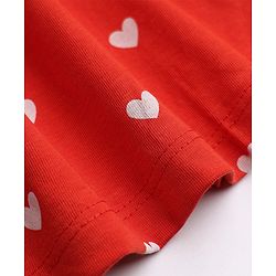 Babyhug Cotton Knit Frock with Inner Tee with Half Sleeves and Heart Print in Red