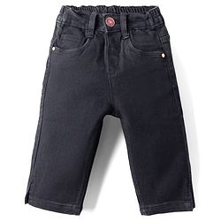 Babyhug Cotton Denim Skinny Fit Capris With Stretch - Black