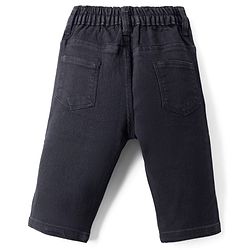 Babyhug Cotton Denim Skinny Fit Capris With Stretch - Black