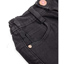 Babyhug Cotton Denim Skinny Fit Capris With Stretch - Black