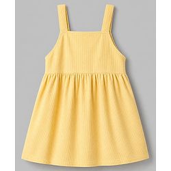 Babyhug 100% Cotton Single Jersey Knit Frock with Short Sleeves Inner Tee With Rabbit Embroidery - Yellow