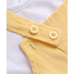 Babyhug 100% Cotton Single Jersey Knit Frock with Short Sleeves Inner Tee With Rabbit Embroidery - Yellow