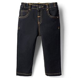 Babyhug Cotton Full Length Denim Slim Fit Jeans With Stretch in Black