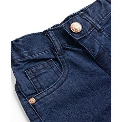 Babyhug Cotton Mix Denim Full Length Washed Jeans With Stretch -Dark Blue