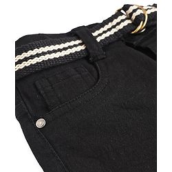 Babyhug Cotton Poly Denim Washed Jeans With Stretch Belt - Dark Blue