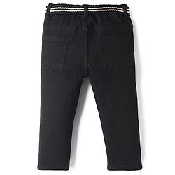 Babyhug Cotton Poly Denim Washed Jeans With Stretch Belt - Dark Blue