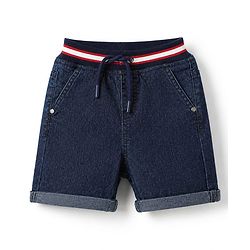 Babyhug Cotton Mix Comfort Fit Washed Denim Short With Stretch In Royal Blue