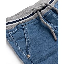 Babyhug Cotton Mix Comfort Fit Washed Denim Short With Stretch In Royal Blue