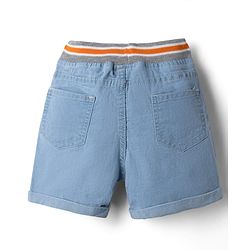 Babyhug Cotton Mix Comfort Fit Washed Denim Short With Stretch In Royal Blue