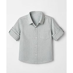 Babyhug 100% Cotton Woven Full Sleeves Striped Shirt - Grey