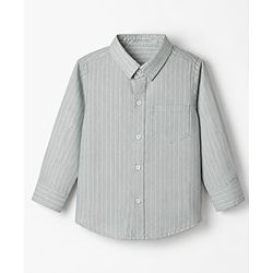 Babyhug 100% Cotton Woven Full Sleeves Striped Shirt - Grey