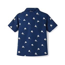 Babyhug 100% Cotton Woven Shirt with Half Sleeves and Nautical Print - Navy Blue