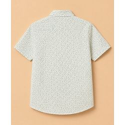 Babyhug 100% Cotton Woven Shirt with Half Sleeves and Floral Print - Sea Green