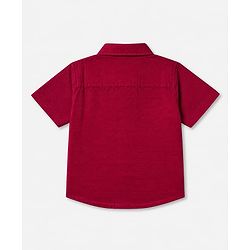 Babyhug 100% Cotton Woven Solid Shirt with Half Sleeves & Regular Fit in Red