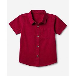 Babyhug 100% Cotton Woven Solid Shirt with Half Sleeves & Regular Fit in Red