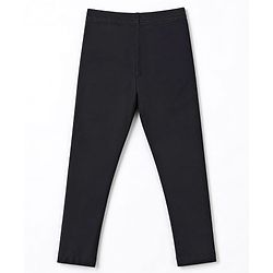 Babyhug Cotton Elastane Knit Full Length Solid Leggings - Black