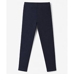 Babyhug Cotton Elastane Knit Full Length Solid Leggings - Navy