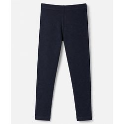 Babyhug Cotton Elastane Knit Full Length Solid Leggings - Navy