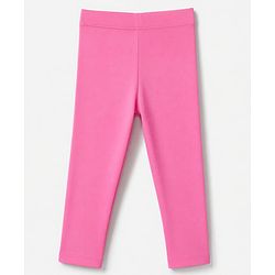 Babyhug Cotton Elastane Knit Full Length Solid Leggings - Fuchsia