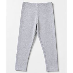 Babyhug Cotton Elastane Knit Full Length Solid Leggings - Grey