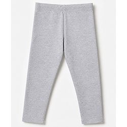 Babyhug Cotton Elastane Knit Full Length Solid Leggings - Grey