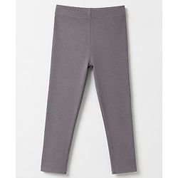 Babyhug Cotton Elastane Knit Full Length Solid Leggings - Grey