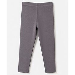 Babyhug Cotton Elastane Knit Full Length Solid Leggings - Grey