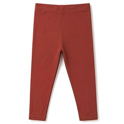 Babyhug Cotton Elastane Knit Full Length Solid Leggings - Rust Orange