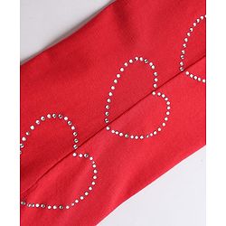 Babyhug Cotton Elastane Knit Full Length Leggings With Stone Embellishment - Red