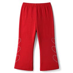 Babyhug Cotton Elastane Knit Full Length Leggings With Stone Embellishment - Red
