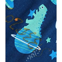 Babyhug 100% Cotton Knit Full Sleeves Co-Ords T-Shirt & Pyjama Night Suit with Space & Dinosaur Print - Navy Blue
