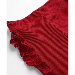 Babyhug Cotton Knit Leggings with Full Length and Slim Fit in Maroon for 12-18 Months
