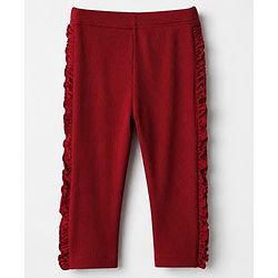Babyhug Cotton Knit Leggings with Full Length and Slim Fit in Maroon for 12-18 Months