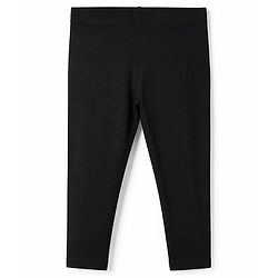 Babyhug Cotton Elastane Knit Full Length Solid Leggings With Heart Foil Print - Black