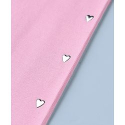 Babyhug Cotton Elastane Knit Full Length Solid Leggings With Heart Foil Print - Pink