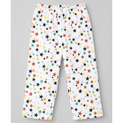 Babyhug 100% Cotton Woven Full Sleeves Co-Ords Shirt & Pyjama Night Suit with Star Print - White