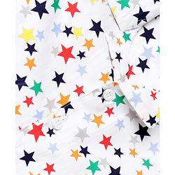 Babyhug 100% Cotton Woven Full Sleeves Co-Ords Shirt & Pyjama Night Suit with Star Print - White