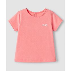 Babyhug Denim Woven Frock with Inner Tee with Half Sleeves and Hearts Print - Blue