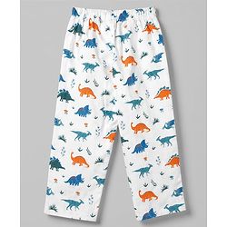 Babyhug Cotton Woven Full Sleeves Front Open Shirt & Pyjama Co-Ords Set With Animal Print - White