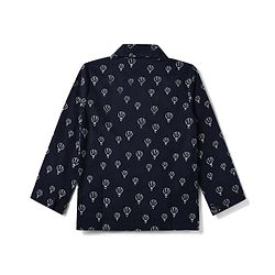 Babyhug Cotton Woven Full Sleeves Front Open Co-ord Shirt & Pajama Night Suit with Air Balloon Print - Navy Blue